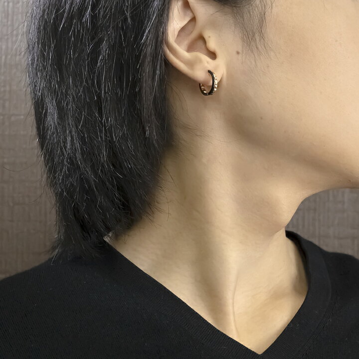 楽天市場】【最短発送】フープピアス リングピアス 18金 ブラック 