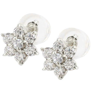 かざり屋 ジュエリー 30代 40代 50代 18金 ピアス ダイヤモンドピアス 花 フラワー ピアス ホワイトゴールドk18 18k スタッドピアス 天然石 ダイヤ 4月誕生石 レディース