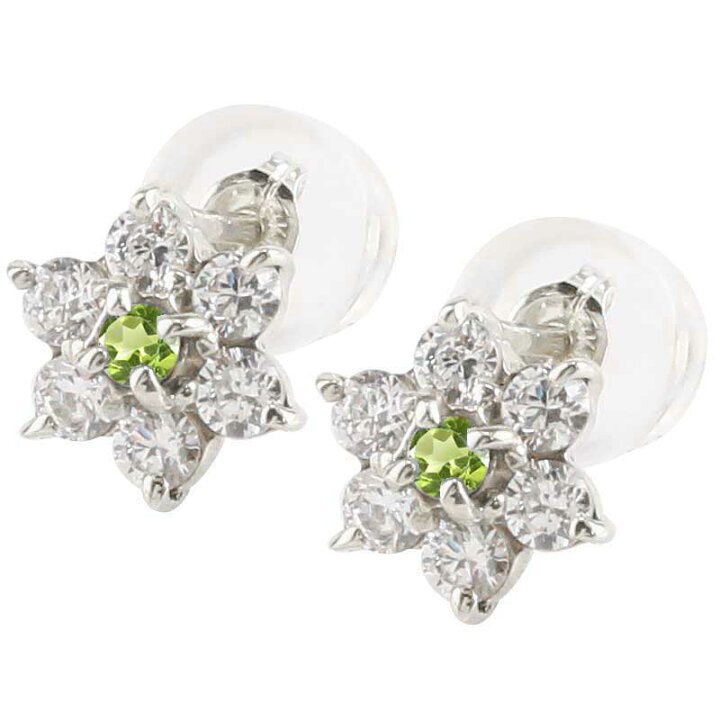 楽天市場】プラチナ ピアス ダイヤモンド ペリドット ピアス 花 