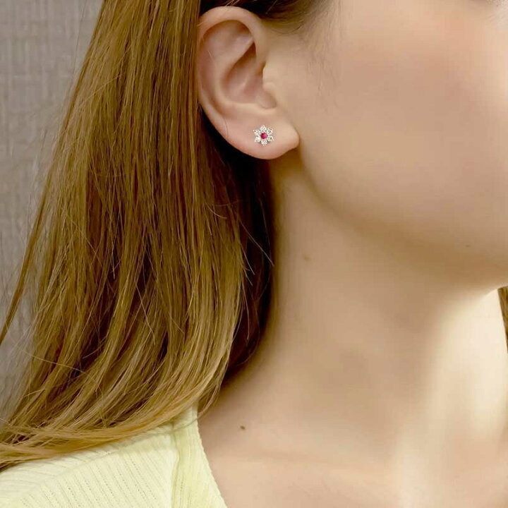 楽天市場】[10%OFF]18金 ピアス ダイヤモンド ルビー ピアス ピンク 
