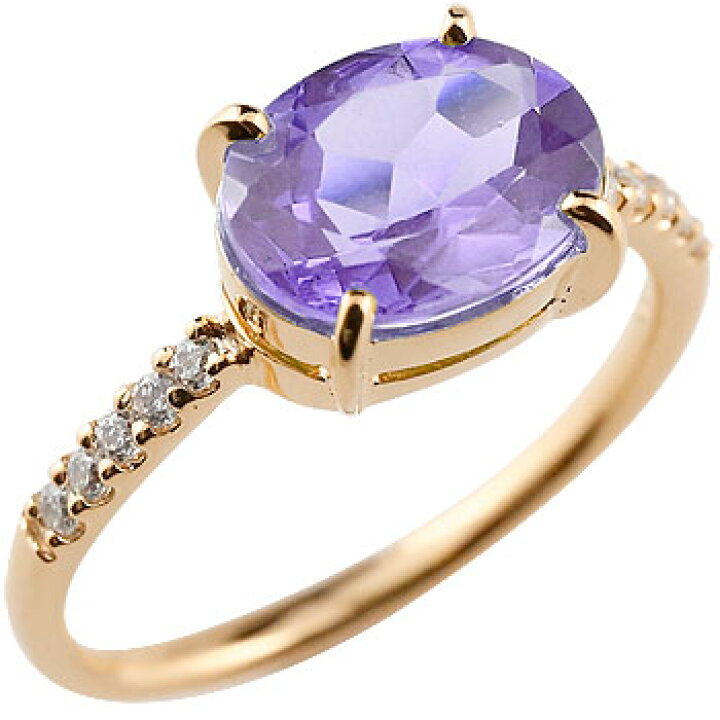 楽天市場】18金 リング 大粒 アメジスト 指輪 ピンクゴールドk18  