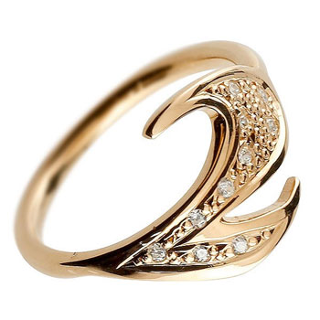 18金 数字 リング ナンバーリング ピンクゴールドk18 18k 指輪 ダイヤモンド 数字 レディース  大きいサイズ対応 送料無料 人気