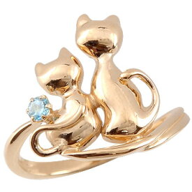 [スーパーセール10％OFF]猫 ねこ ネコ リング 指輪 ピンキーリング ピンクゴールドk18 アメジスト アクアマリン ペリドット ブルートパーズ 18金