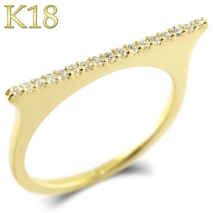 楽天市場】18金 リング ダイヤモンド 細め イエローゴールドk18 18k 
