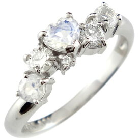 ブルームーンストーンリング プラチナリング ハートリング 指輪 ダイヤモンド プラチナ900 ピンキーリング ダイヤ ユニセックス 【ありがとうやおめでとうを伝えよう・プレゼント・誕生日・お祝い】