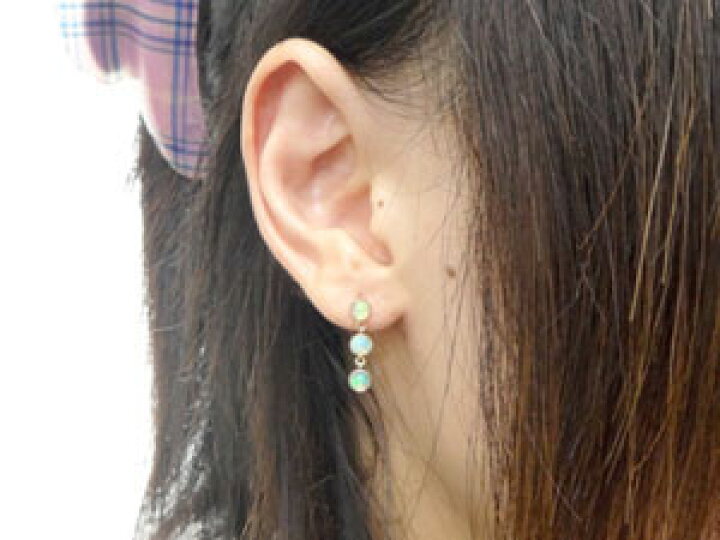 楽天市場】18金 ピアス オパール ピアス ロングピアス スリー 