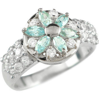 アクアマリン ダイヤモンド プラチナ リング 指輪 フラワー 3月誕生石 レディース 大きいサイズ対応 送料無料 人気