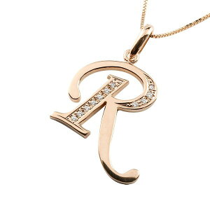 メンズ 18金 ネックレス イニシャル ピンクゴールドk18 ペンダント ネーム アルファベット R ダイヤモンド ペンダントトップ ペンダントヘッド 大きめサイズ 大きいサイズ 男性 メンズジュエ