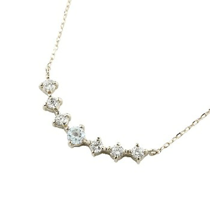 楽天市場】18金 ネックレス ダイヤモンドアクアマリン ホワイト 