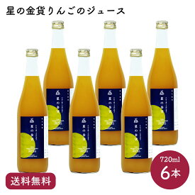 【送料無料】星の金貨りんごのジュース 720ml×6本【単品配送 他商品と同梱不可】｜風丸農場 青森県産 星の金貨 りんご果汁100％ストレートりんごジュース 国産 無加糖 香料無添加 リンゴジュース 林檎ジュース アップルジュース