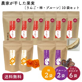 【送料無料】農家が干した果実［りんご・プルーン・柿］盛りだくさん10袋セット｜風丸農場 青森県産 乾燥果物 乾燥果実 国産 産地直送 無添加 無着色 無香料 砂糖不使用 ノンフライ ノンオイル ドライフルーツ 乾燥フルーツ 乾燥くだもの 干し果物