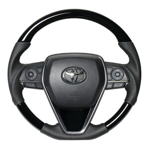 TOYOTA カムリ AXVH70 / AXVH75用 レアル ステアリング オリジナルシリーズ ピアノブラック (ブラックステッチ) 品番: TYA-PBW (REAL Steering 純正交換タイプ) ※送料無料 (沖縄県および離島は除く
