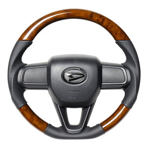 DAIHATSU タフト LA900S, LA910S用 レアル ステアリング オリジナルシリーズ 42ブラウンウッド (ブラックステッチ) 品番: DIB-42BRW-BK (REAL 正規品 純正交換タイプ Steering) ※送料無料 (沖縄県およ