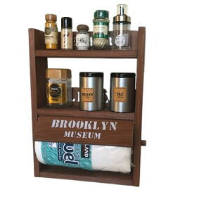 スパイスラック キッチンラック キッチンペーパーホルダー (オールチーク) 奥行9cm kazu工房 日本製 木製 調味料ラック モダン 台所デスクトップ コンロ奥 コンロ横 キッチン収納 カウンター