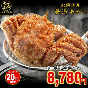 20%OFFセールで10,980円⇒送料無料8,780円!さらに【3個で7,500円OFF】【2個で4,000円OFF】クーポンあり! 北海道根室産 毛ガニ 400g前後2尾 毛がに 毛蟹 けがに カニ かに 蟹 kani 北海道産 北海道グル