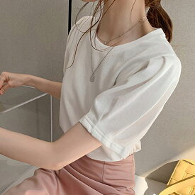 Tシャツ レディーストップス 半袖 カットソー 韓国ファッション カジュアル【ネコポス可】