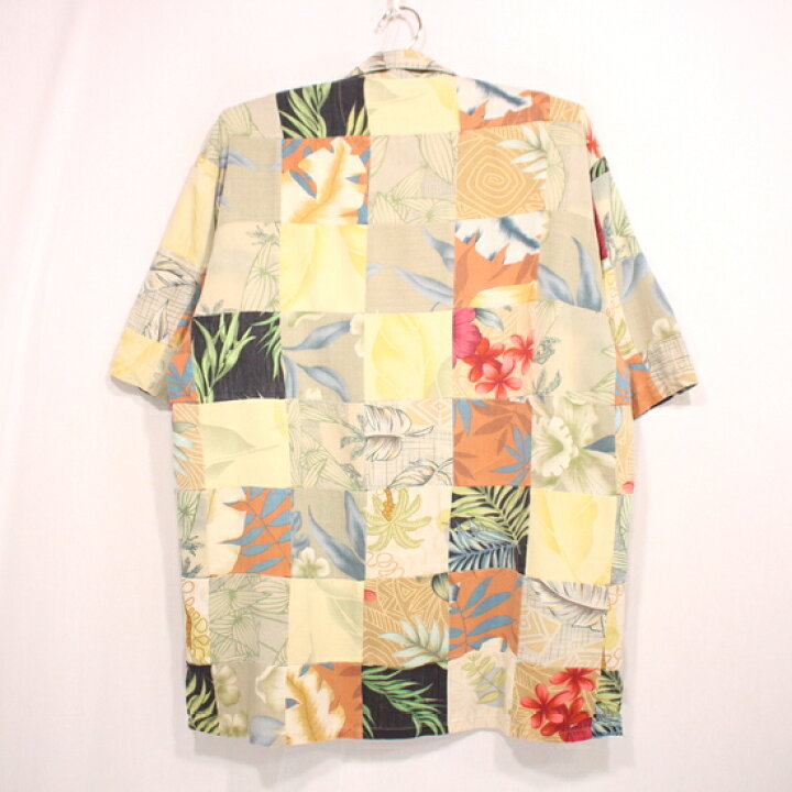 1614円 【受賞店舗】 古着 90's メンズ アロハシャツ 黄色 レーヨン 総柄 ビンテージ 1614円 【受賞店舗】 古着 90's メンズ アロハシャツ 黄色 レーヨン 総柄 ビンテージ
