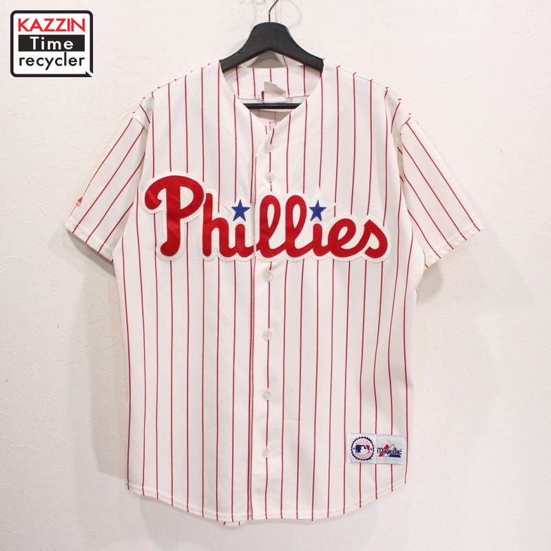 90s USA製 MLB フィラデルフィア・フィリーズ ユニフォーム オーセンティック ベースボールシャツ #11 ジミー・ロリンズ majestic  古着 ★ 表記Mサイズ ホワイト レッド | Vintage古着屋 KAZZINTimerecycler