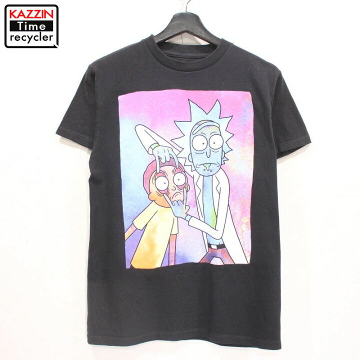 楽天市場 古着 カートゥーンネットワーク Rick And Morty 半袖 プリント Tシャツ アニメt キャラクターt 表記sサイズ ブラック Vintage古着屋 Kazzintimerecycler