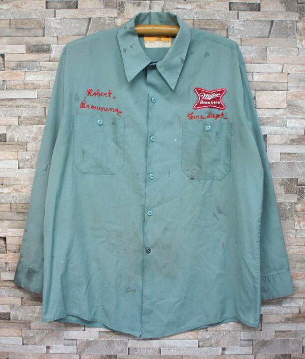 楽天市場 古着 70s 長袖ワークシャツ 70年代製ビンテージ アメリカ古着アメカジ古着lサイズ ペンキクラッシュシャツミラービール中古 Workシャツ プレゼント ギフト 衣装 Vintage古着屋 Kazzintimerecycler