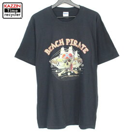 00s ギルダン gildan スカル プリント 半袖Tシャツ 古着 ★ 表記Lサイズ ブラック