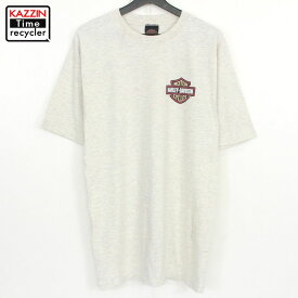 90s USA製 ハーレーダビッドソン HARLEY DAVIDSON プリント 半袖Tシャツ 古着 ★ 表記Mサイズ グレー