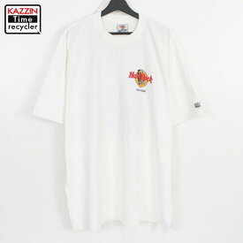 90s USA製 ハードロックカフェ HardRockCafe ギター柄 半袖Tシャツ 古着 ★ 表記XLサイズ ビッグサイズ オーバーサイズ ホワイト