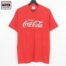 80s USA製 コカコーラ Coca Cola プリント 半袖Tシャツ 古着 ★ 表記Lサイズ レッド