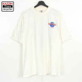 90s USA製 ハードロックカフェ HardRockCafe プリント 半袖Tシャツ 古着 ★ 表記XLサイズ ビッグサイズ オーバーサイズ ホワイト