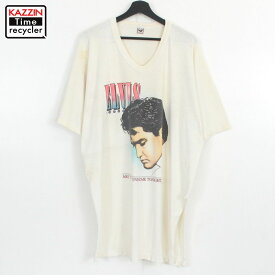90s エルビスプレスリー Elvis Presley バンドTシャツ 古着 ★ メンズ XL~サイズ相当 ビッグサイズ オーバーサイズ アイボリー