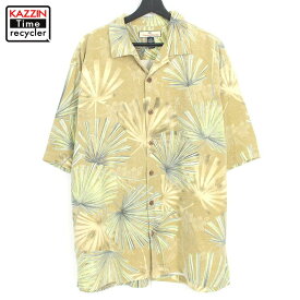 90s トミーバハマ Tommy Bahama オープンカラー シルク アロハシャツ 古着 ★ 表記Lサイズ ビッグサイズ オーバーサイズ ベージュ
