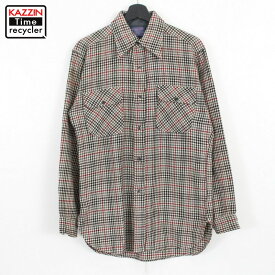 70s USA製 ヴィンテージ ペンドルトン PENDLETON チェック柄 ウール 長袖シャツ 古着 ★ 表記Mサイズ マルチカラー