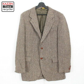 P10倍! 80s ハリスツイード HARRIS TWEED ウール ツイード テーラードジャケット 古着 ★ メンズ Lサイズ相当 ブラウン