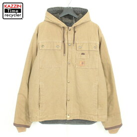 00s カーハート Carhartt 裏地ボア フード付き ダック ジャケット 古着 ★ メンズ 表記Mサイズ ベージュ