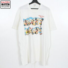 P10倍! 80s USA製 ミッキーマウス Mickey Mouse SCREEN STARS 半袖Tシャツ 古着 ★ メンズ 表記XXXLサイズ ホワイト