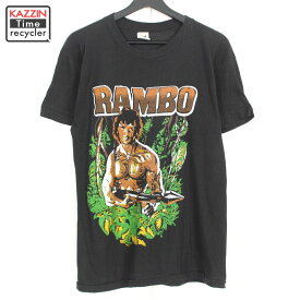 80s ランボー RAMBO ムービーTシャツ 古着 ★ メンズ 表記Lサイズ ブラック