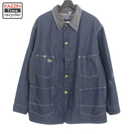 70s ヴィンテージ オシュコシュ OSHKOSH 裏地付き バッドダイ デニム カバーオール 古着 ★ メンズ XL~サイズ相当 ビッグサイズ オーバーサイズ ネイビー