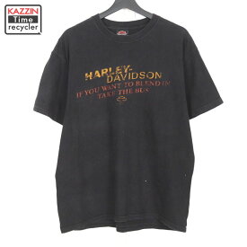 00s USA製 ハーレーダビッドソン HARLEY DAVIDSON Hanes 半袖Tシャツ 古着 ★ メンズ 表記Lサイズ ブラック
