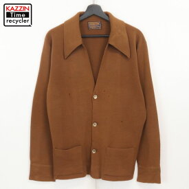 70s ヴィンテージ ペンドルトン PENDLETON SIR ニットカーディガン 古着 ★ メンズ 表記Mサイズ ブラウン