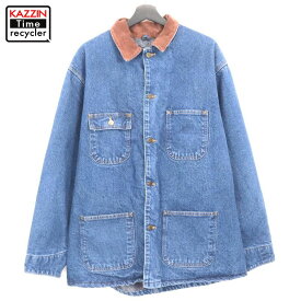 00s USA製 カーハート Carhartt チョアコート・裏地ブランケット デニムジャケット 古着 ★ メンズ 表記Lサイズ ブルー