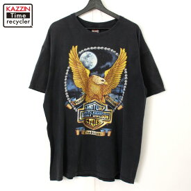 P10倍! 00s ハーレーダビッドソン HARLEY DAVIDSON 半袖Tシャツ 古着 ★ メンズ XLサイズ相当 ビッグサイズ オーバーサイズ ブラック