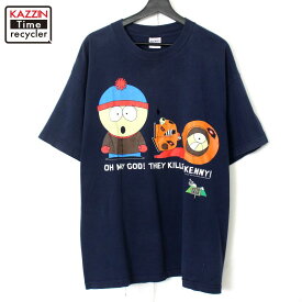 90s ヴィンテージ サウスパーク South Park プリント 半袖Tシャツ 古着 ★ メンズ 表記XLサイズ ネイビー