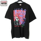 90s USA製 ヴィンテージ Fruit of the Loom プリント 半袖Tシャツ 古着 ★ メンズ 表記XLサイズ ブラック