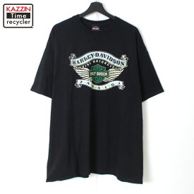 P10倍! 00s ハーレーダビッドソン HARLEY DAVIDSON 半袖Tシャツ 古着 ★ メンズ XL~サイズ相当 ビッグサイズ オーバーサイズ ブラック