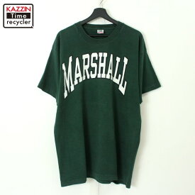 P10倍! 90s USA製 ヴィンテージ Fruit of the Loom MARSHALL カレッジ 半袖Tシャツ 古着 ★ メンズ 表記XLサイズ グリーン