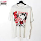 80s USA製 ヴィンテージ ARTEX スヌーピー SNOOPY ウィスコンシン カレッジ プリント 半袖Tシャツ 古着 ★ メンズ 表記XLサイズ ホワイト