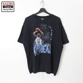 90s USA製 SALEM NBA ヴィンテージ オーランド・マジック シャキール・オニール 半袖Tシャツ 古着 ★ メンズ 表記XLサイズ ブラック