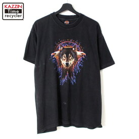 P10倍! 90s USA製 ヴィンテージ ハーレーダビッドソン HARLEY DAVIDSON 半袖Tシャツ 古着 ★ メンズ 表記XLサイズ ブラック