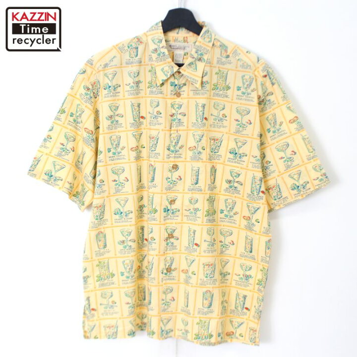 楽天市場】90s ヴィンテージ カクテル柄 コットン アロハシャツ 古着 