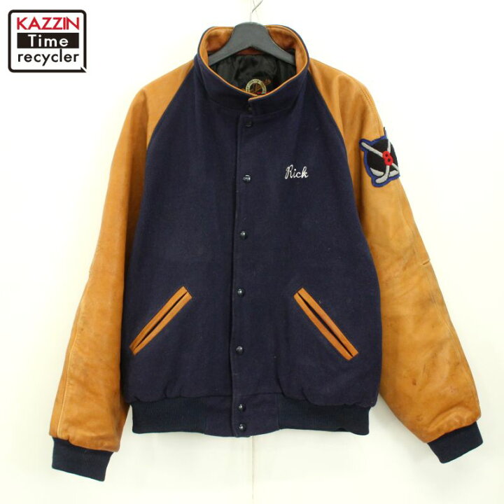 楽天市場】90s USA製 ヴィンテージ アームレザー ウール スタジャン  